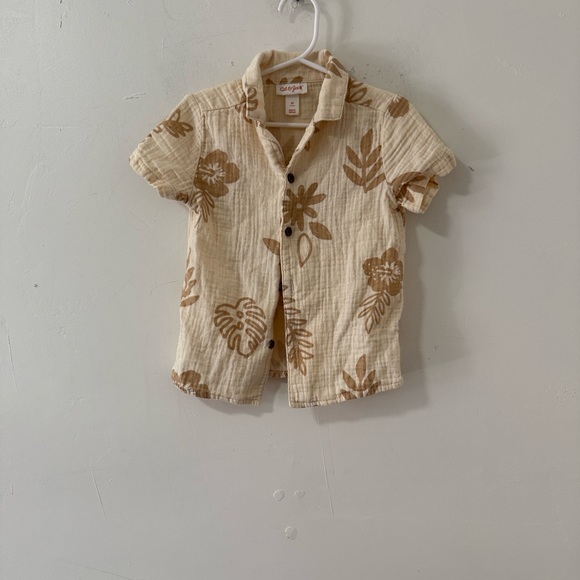 Cat & Jack Other - Cat & Jack Beige and Tan Leaf Print Shirt